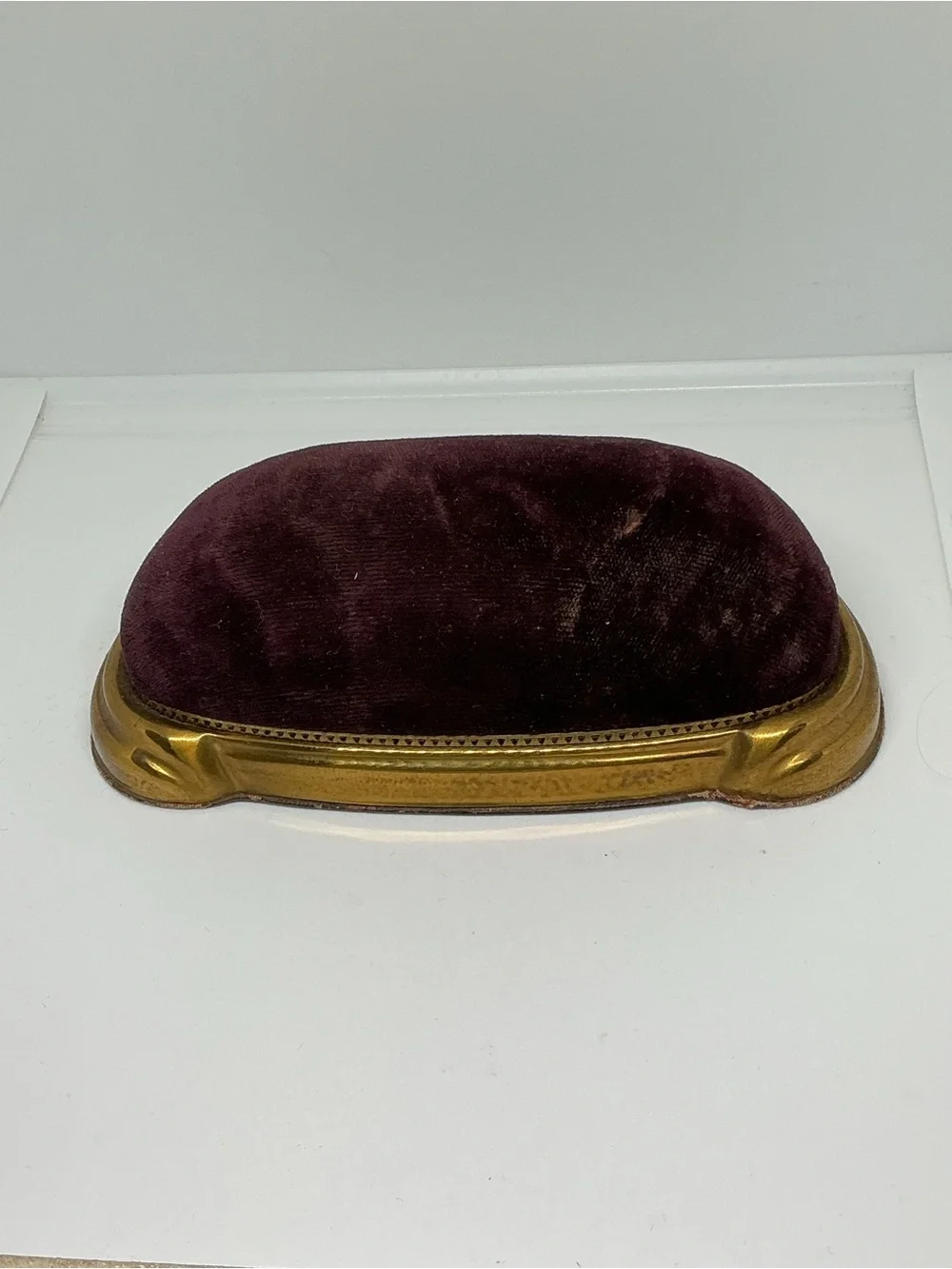 Vtg Alton “Watch of the Hour” Brass Presentation Display Box Purple Velvet USA